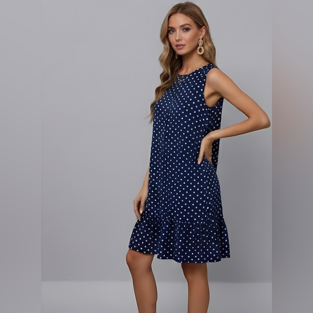 Polka Dot Ruffle Hem Dress - Picture 2 of 7